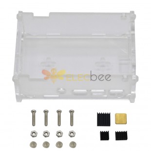 Transparent DIY Acrylic Case Box Shell with Screw and Black Thin Copper Aluminum Heatsink for 3.5 Inch TFT Screen Raspberry Pi 4B