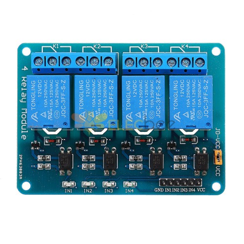 Module relais 12V 4 canaux PIC ARM DSP AVR MSP430 Geekcreit pour Arduino -  produits compatibles avec les cartes officielles Arduino