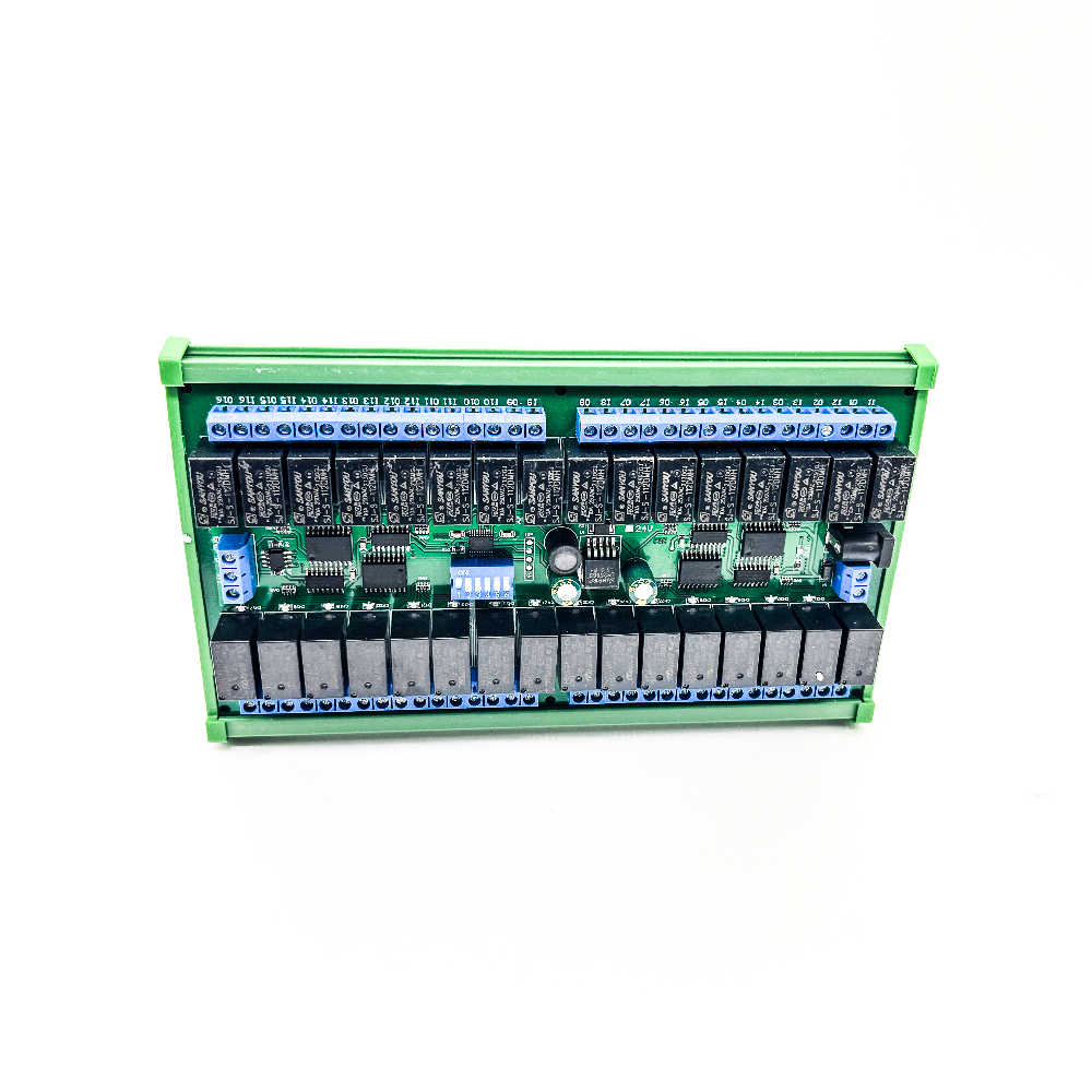 12V 32 通道 RS485 Modbus RTU 继电器模块，带 DIN35 导轨盒 MODBUS RTU 命令