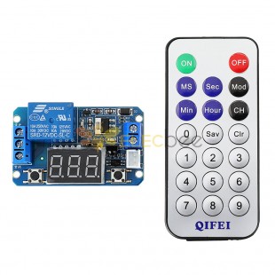 5pcs 12V DC Infrared Remote Control Full-function Delay Cycle Timing Relay Module with LED Digital Display