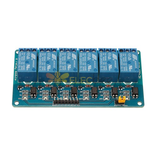 6-канальный 24-вольтовый релейный модуль низкого уровня с изоляцией оптопары для Arduino