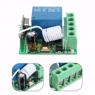 DC12V 10A 1CH 433MHz Wireless Relay RF Remote Control Switch Receiver 1pc