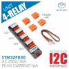 Programmable 4-Way Relay Module AC250V 10A with LED Status Indication IIC Communication Controlled Independently