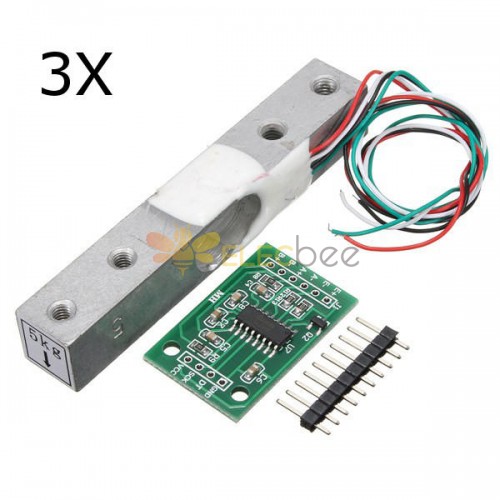 3Pcs 5KG Small Scale Load Cell Weighing Pressure Sensor With A/D HX711AD Adapter