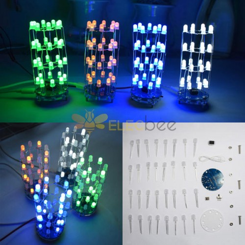 Kit cilindro LED lampeggiante mini stella blu fai-da-te 3 pezzi con 23 modalità lampeggianti