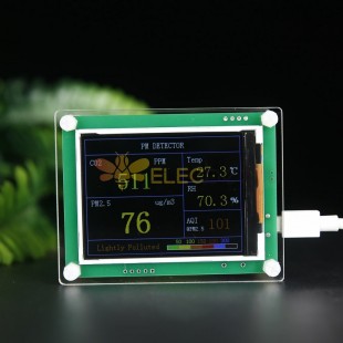 CO2 Carbon Dioxide + PM2.5 Detector Module Air Quality Gas Sensor Tester Detector with 2.8Inch TFT Display Monitoring Home Office Car Tools