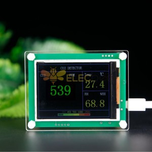 Módulo detector de dióxido de carbono CO2 Detector de prueba de sensor de gas de calidad del aire con pantalla TFT de 2,8 pulgadas