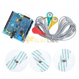 ECG/EKG/EMG Shield Medidor de sensor muscular de frecuencia cardíaca con cable y electrodos