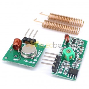 Kit trasmettitore modulo ricevitore wireless RF 10 pezzi 433 MHz + Antenna a molla 2 pezzi RF per Arduino