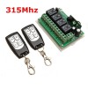 3Pcs 12V 4CH Channel 315Mhz Wireless Remote Control Switch With 2 Transimitter