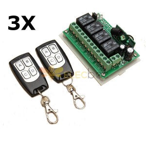3Pcs 12V 4CH Channel 315Mhz Wireless Remote Control Switch With 2 Transimitter