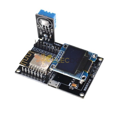 Placa de desarrollo ESP8266 IoT + temperatura y humedad DHT11 + módulo Wifi de programación SDK con pantalla OLED amarilla y azul