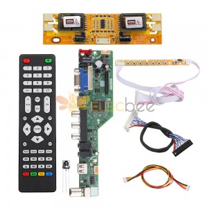 T.SK105A.03 Carte pilote universelle pour contrôleur TV LCD LED TV/PC/VGA/HDMI/USB + bouton 7 touches + câble LVDS 2ch 8bit 30 + onduleur 4 lampes