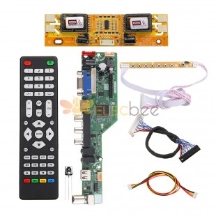 T.SK105A.03 Universal LCD LED TV Controller لوحة القيادة TV / PC / VGA / HDMI / USB + 7 زر مفتاح + 2ch 8bit 30 LVDS Cable + 4 مصباح عاكس