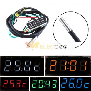 0.36 İnç 3'ü 1 Arada Zaman + Sıcaklık + Voltaj Göstergesi DC7-30V Voltmetre Elektronik Saat Saat Dijital Tüp