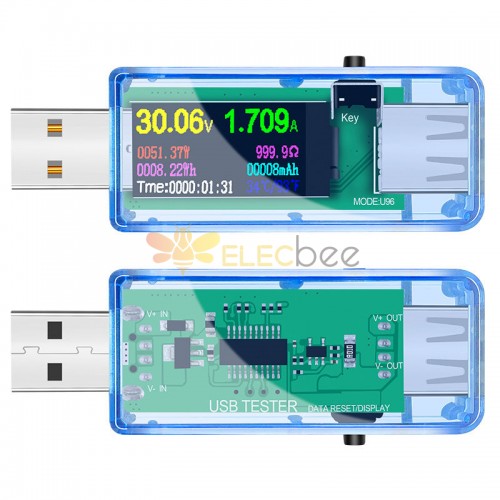 Acquista Tester USB con display a colori tipo C 10 in 1 DC 0-5A Corrente  4-30V Tensione Caricatore USB Tester Misuratore di potenza Rilevatore di  batteria mobile