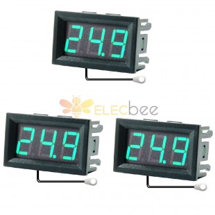 3Pcs 0.56 Inch Mini Digital LCD Indoor Convenient Temperature Sensor Meter Monitor Thermometer with 1M Cable -50-120℃ DC 5-12V