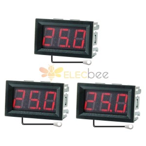 3Pcs 0.56 Inch Mini Digital LCD Indoor Convenient Temperature Sensor Meter Monitor Thermometer with 1M Cable -50-120℃ DC 5-12V