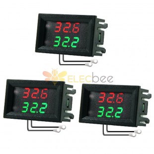 3 peças DC 4-28V 5/12V 0,28 polegada 0,28 polegada LED display duplo vermelho + verde termômetro sensor de temperatura digital