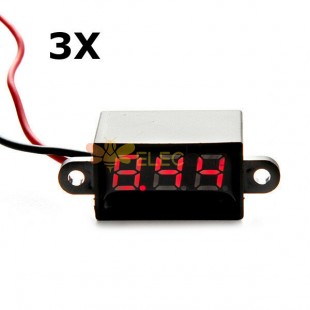 3 件红色 LED 0.28 英寸迷你防水电压表 3.5-30V 数字电压测试仪
