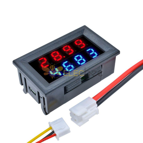 3 pçs DC 200V 10A 0,28 polegadas Mini voltímetro digital amperímetro 4 bits 5 fios medidor de corrente de tensão com display duplo LED