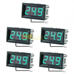 5 件 0.56 英寸迷你數字 LCD 室內方便溫度傳感器儀表監控溫度計帶 1M 電纜 -50-120℃ DC 5-12V