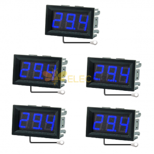 5Pcs 0.56 Inch Mini Digital LCD Indoor Convenient Temperature Sensor Meter Monitor Thermometer with 1M Cable -50-120℃ DC 5-12V