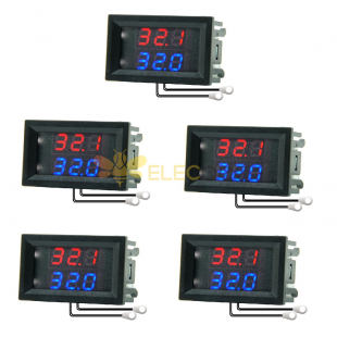 5Pcs DC 4-28V 5V 12V 0.28 inch 0.28 inch LED Display Dual Red+Blue Digital Temperature Sensor Thermometer