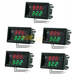 5 peças DC 4-28V 5/12V 0,28 polegada 0,28 polegada LED display duplo vermelho + verde termômetro digital sensor de temperatura
