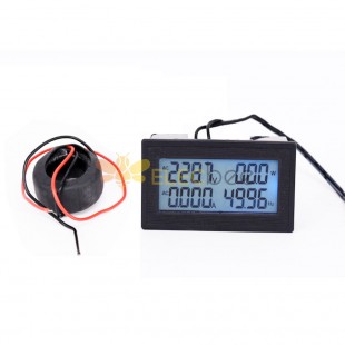 6-in-1 AC60-500V 100A/200A Three-phase AC Voltage Ammeter Blue Backlight Digital Display Multi-function Power Frequency
