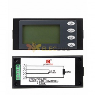 PZEM-002 20A AC 80-260V 数字液晶电压表电流电压电能表千瓦时面板测试仪