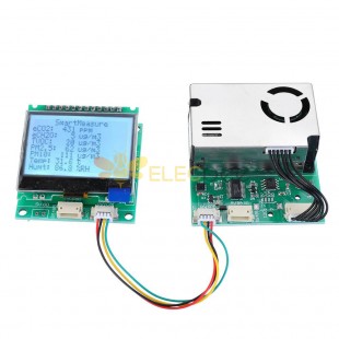 SM300D2 7-in-1 PM2.5 + PM10 + Temperatur + Feuchtigkeit + CO2 + eCO2 + TVOC-Sensortester-Detektormodul mit Display
