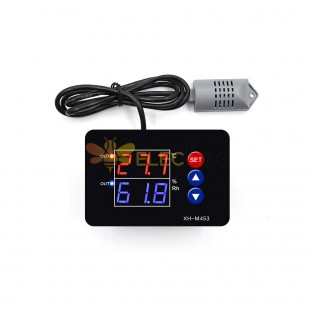 XH-M453 Dual Digital Display Temperature Humidity Controller Thermostat Humidity Smart Thermostat Incubator Control AC 220V / DC12-24V 12-24V