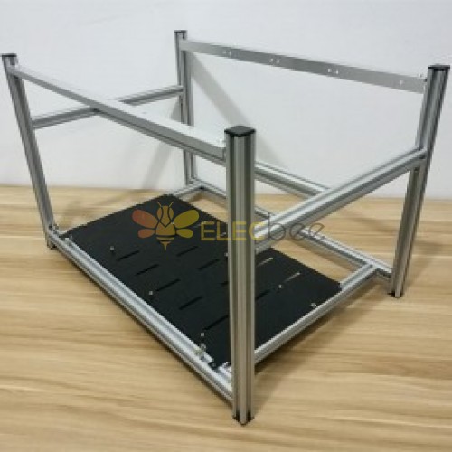Kit de caja de marco de plataforma de minería al aire libre de aluminio de 6 GPU para ETH Ethereum Silver