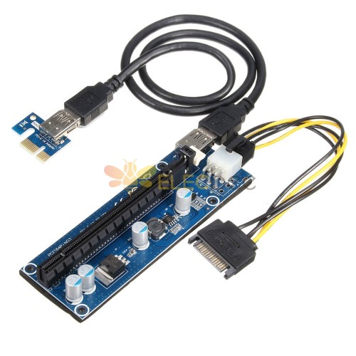 006C 6핀 PCIe PCI 1x ~ 16x 익스프레스 라이저 카드 USB 3.0 4 커패시턴스 마이닝 60CM
