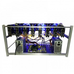 Алюминиевый штабелируемый корпус майнинговой установки на 8 GPU с 6 вентиляторами