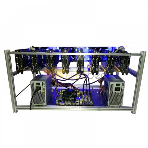 8 GPU Mining Rig Frame Miner Case Aluminum Stackable Mining Rig Case Wtih 6 Fans