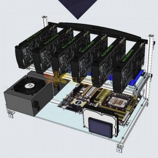 الألومنيوم إطار الهواء المفتوح التعدين حالة تكويم ل 6 GPU ETH Ethereum