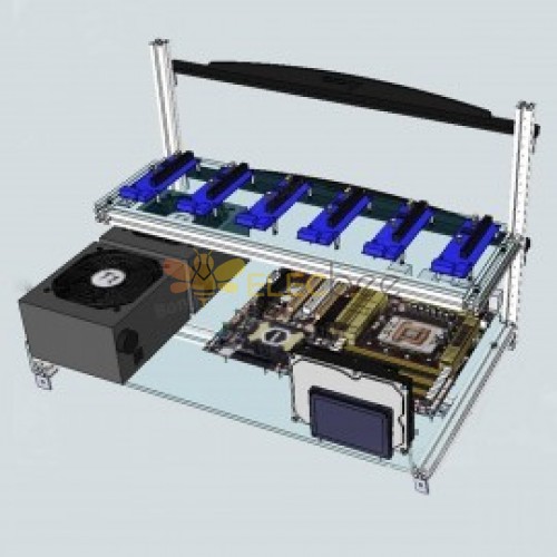 Aluminium Open Air Mining Rig Frame Case Halter für 6 GPU ETH Ethereum