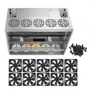 Crypto Coin Open Air Mining Frame Rig Graphics Case For 10-12 GPU ETH BTC With 10Fans