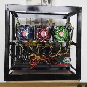 DIY Miner Mining Case Open Air Mining Rig Case mit 3 Lüftern für 6 GPU ETH BTC Ethereum