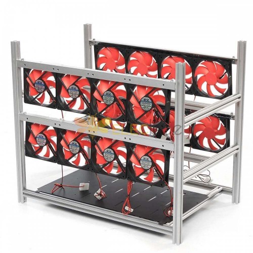Mining Rig Case Frame Steel Open Air 12GPU Miner Mining Frame With 16 Fans for Crypto Coin Currency Mining