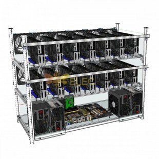 إطار تلاعب التعدين فتح الهواء 14 GPU Miner Mining Frame Rig Case مع 12 مروحة LED لـ ETH ZCash