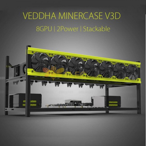 VEDDHA V3D 8 GPU ETH ZEC ZCash용 야외 채광 광부 프레임 쌓을 수 있는 케이스