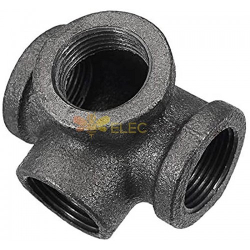 YYOBK SHu Malleable Iron Black Outlet Cross Female Tube Connector Tap Faucet Accessories Color : 3 4 inch 