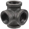 1/2" 3/4" 1" 4 Way Pipe Fitting Malleable Iron Black Side Outlet Tee Female Tube Connector