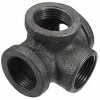 1/2" 3/4" 1" 4 Way Pipe Fitting Malleable Iron Black Side Outlet Tee Female Tube Connector