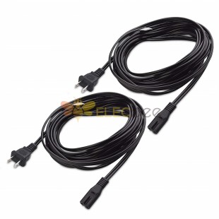 Cable macho plano de 2 núcleos estándar americano a cable macho de tubo de ocho caracteres estándar americano, cable macho de 2 núcleos 18 AWG estándar americano UL, 1 metro