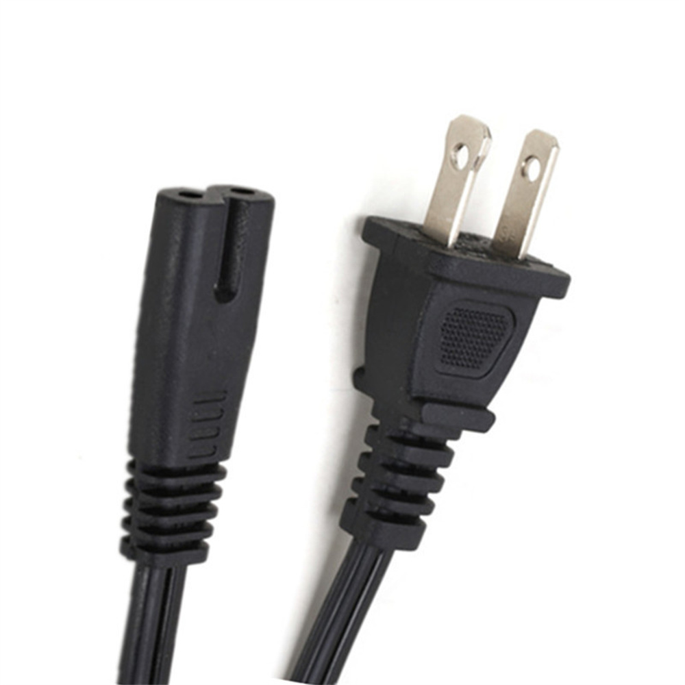 Câble de prise plate à 2 conducteurs de norme américaine vers câble de prise de tube à huit caractères standard américain, câble de prise à 2 conducteurs de norme américaine UL 18 AWG, 1 mètre