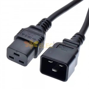 C19 to C20 High-Power AC Power Cable, 16A C19 Chassis Extension Cable, UL American Standard SJT 12AWG C19 to C20 Plug